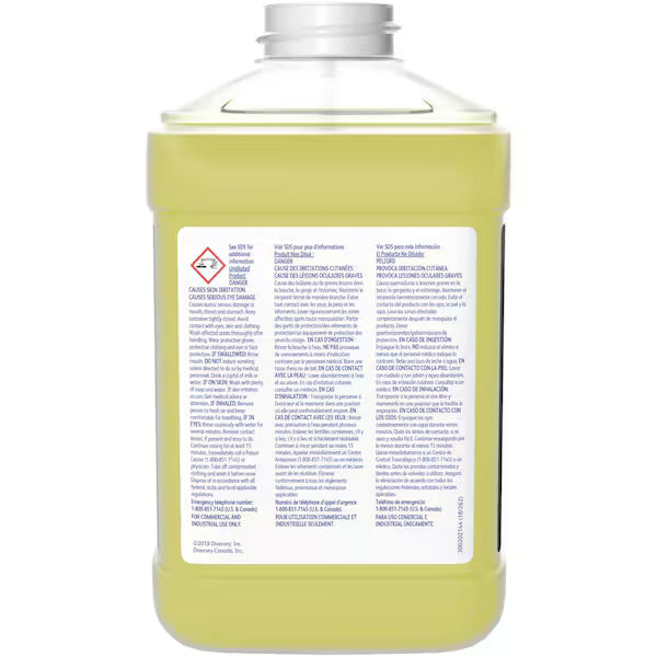 Prominence Heavy Duty Floor Cleaner, J-Fill Dispenser, 2.5L, Citrus, Yellow, PK2