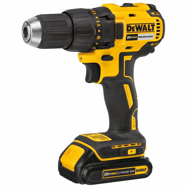 Cordless Drill, Brushless, 20 Volt DC, 1/2 in Chuck, 2 Batteries and Charger Included