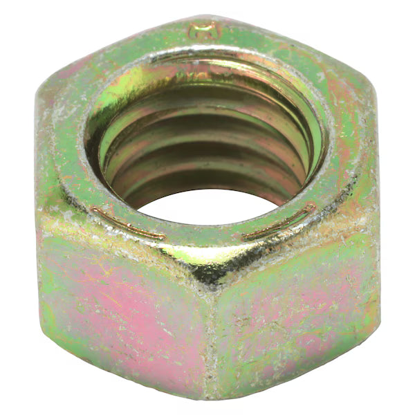 Hex Nut, 3/8"-16, Steel, Grade 8, Zinc Yellow, 21/64 in Ht, 100 PK