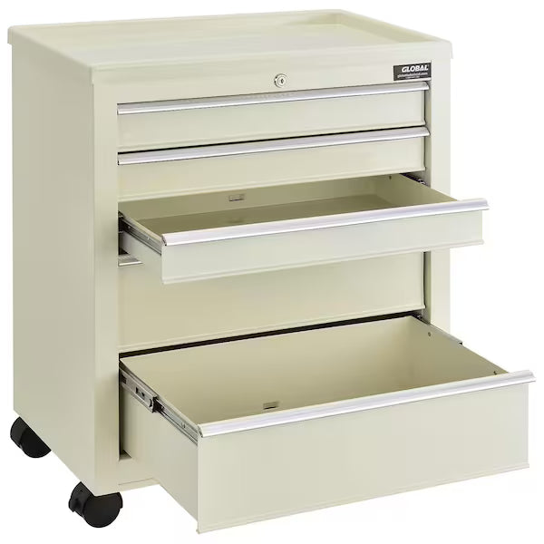 Medical Bedside Cart, 5-Drawer, Key Lock, Beige, 24-1/2L x 13-1/4W x 29H