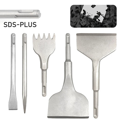 5PC SDS PLUS Round Shank tile Shovel Electric Hammer Chise Wall Concrete Impact Drill 5Teeth  Drill Bit For Masonry SlottingTool
