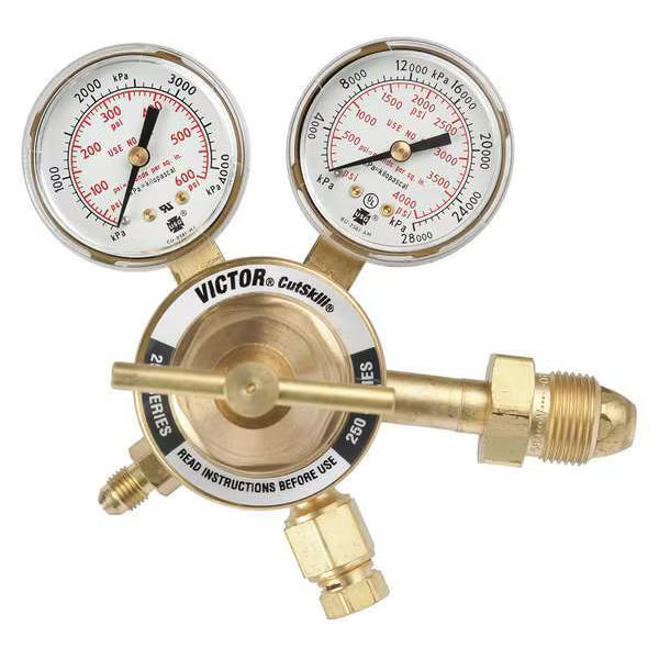 Gas Regulator, Nitrogen, Single Stage, 0.965"-14 Inlet, 1/4"-37 Outlet, 10 to 400 psi
