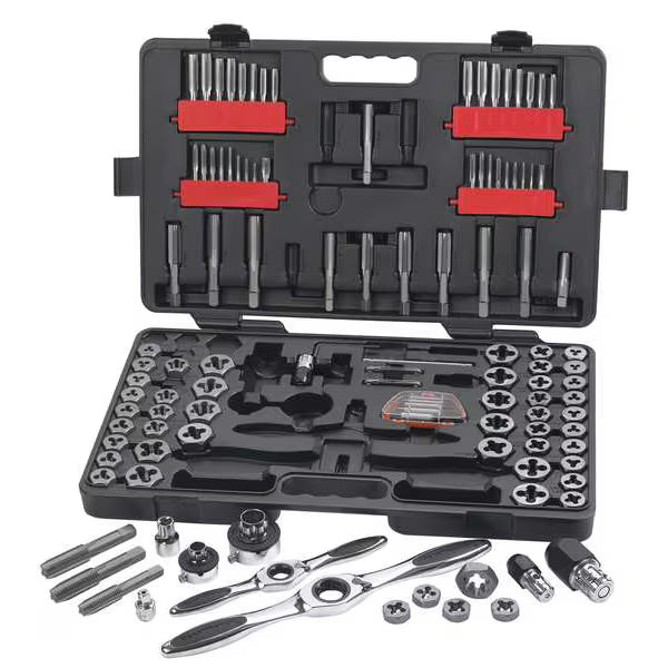 Ratcheting Tap and Die Set, 114 Piece, SAE/Metric