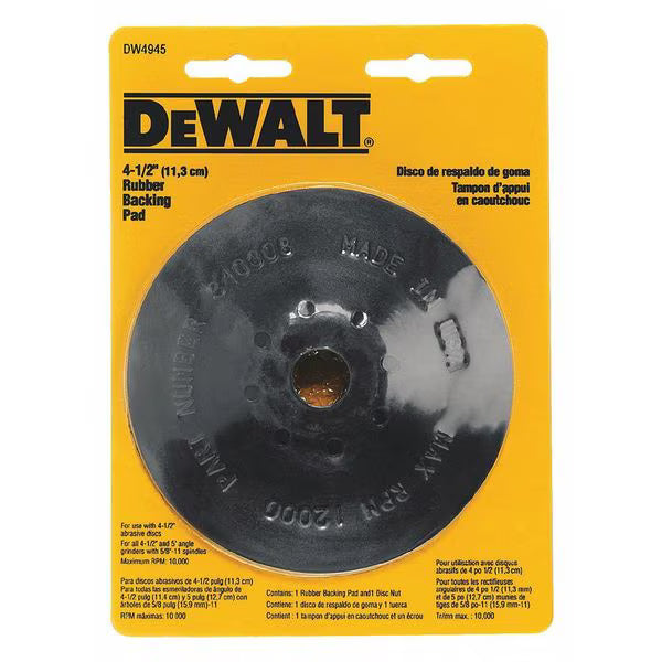 Fiber Disc Backup Pad, 4 1/2 in Dia, 5/8"-11 Threaded Hole, Soft Density