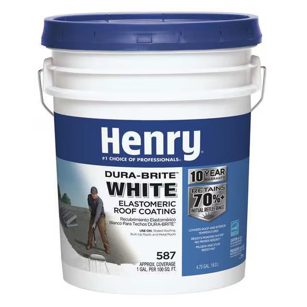 Elastomeric Roof Coating, 4.75 gal, Pail, White