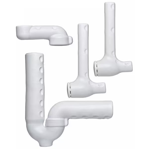 P-Trap Pipe Cover, 1-1/4 in & 1-/1/2 in Nominal Pipe Size, PVC, White