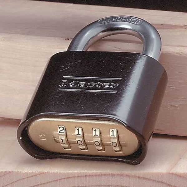 Combination Padlock, Body Thickness 1 in, Number of Dials 4, Lock Body Color Black, Gold Bottom
