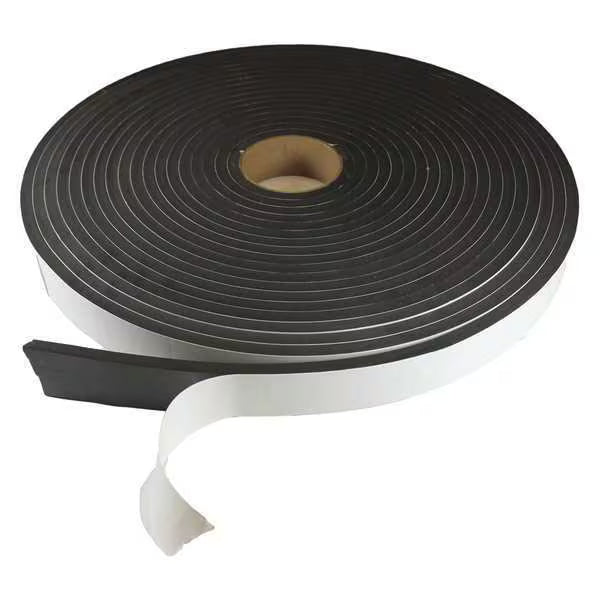 Foam Roll, Water-Resistant Closed Cell, 3/4 in W, 50 ft L, 1/4 in Thick, Black