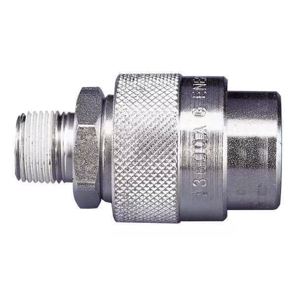 Hydraulic Quick Connect Hose Coupling, Steel Body, Sleeve Lock, 3/8"-18 Thread Size
