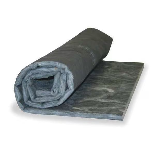 Duct Liner, 0.6 NRC, Bonded Glass Fiber Blanket, 48 in W, 25 ft L, 1 in Thick, Black