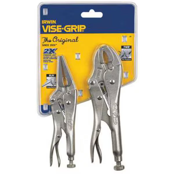 2 Piece Original Locking Pliers Set Plain Grip Handle