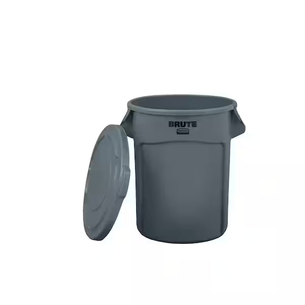 BRUTE 32 Gal. Grey Vented Plastic Outdoor Trash Can with Lid For Restaurants/Offices/Warehouses/Commercial Environments